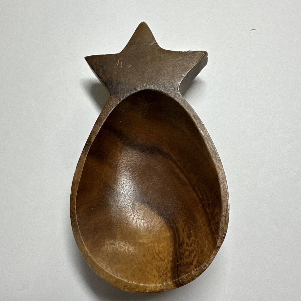 Vintage Wooden Pineapple Bowl Candy Trinkets 6.5" Tall Brown